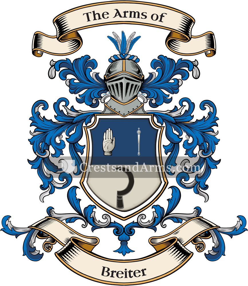 The Breiter coat of arms, drawn from the recorded blazon