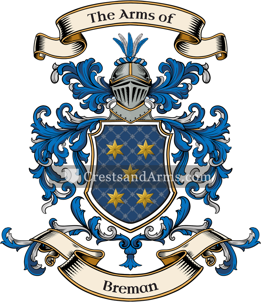 The Breman coat of arms, drawn from the recorded blazon
