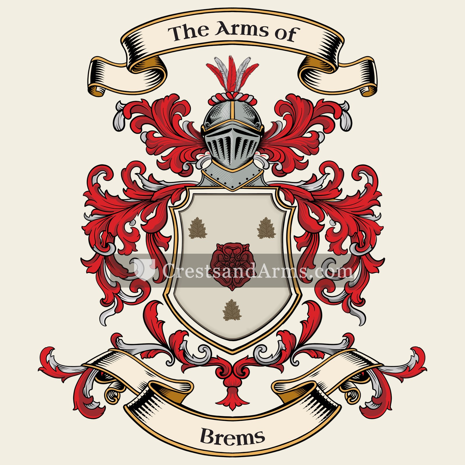 The Brems coat of arms, drawn from the recorded blazon