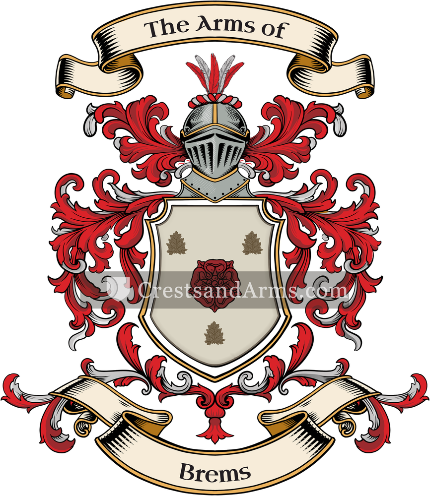 The Brems coat of arms, drawn from the recorded blazon