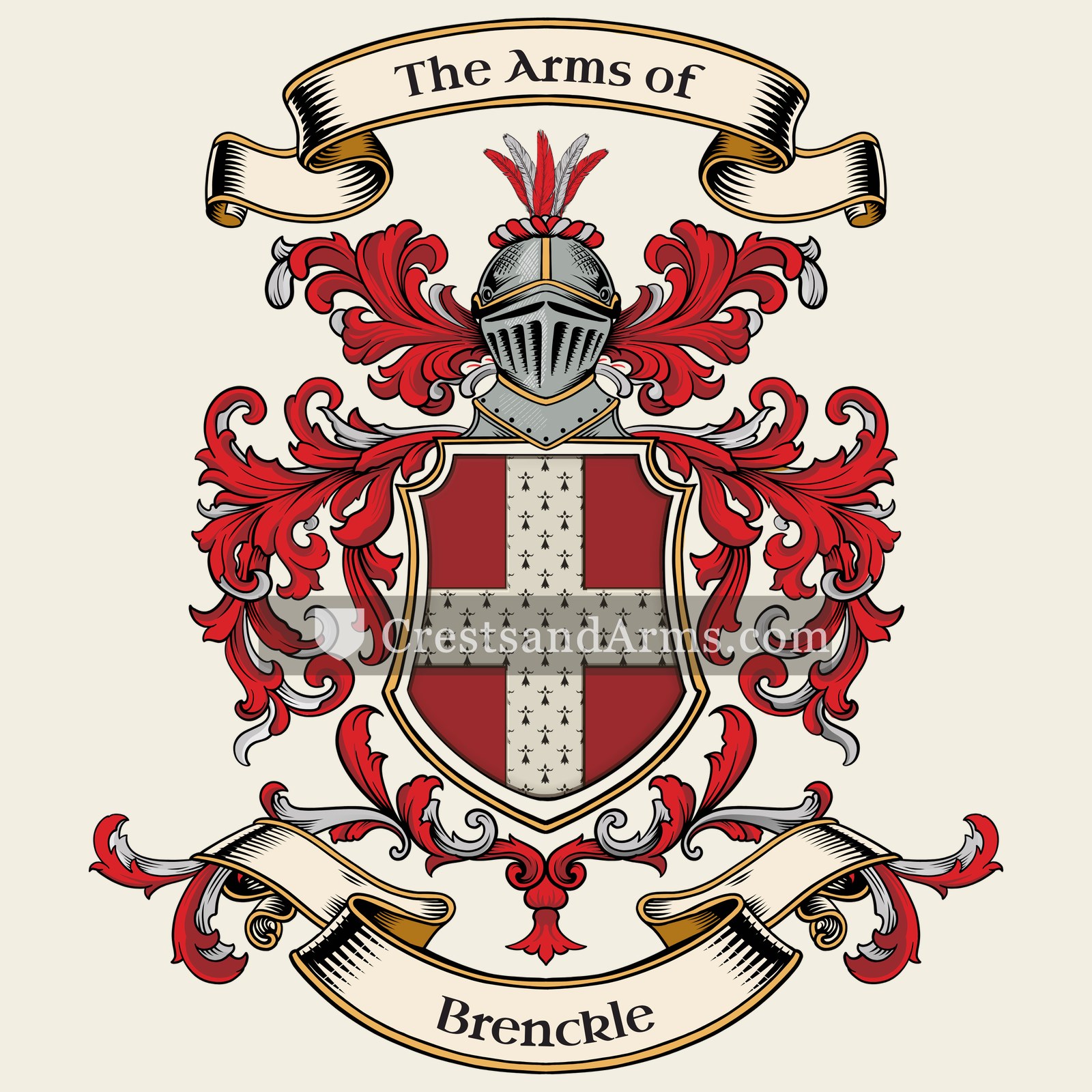 The Brenckle coat of arms, drawn from the recorded blazon