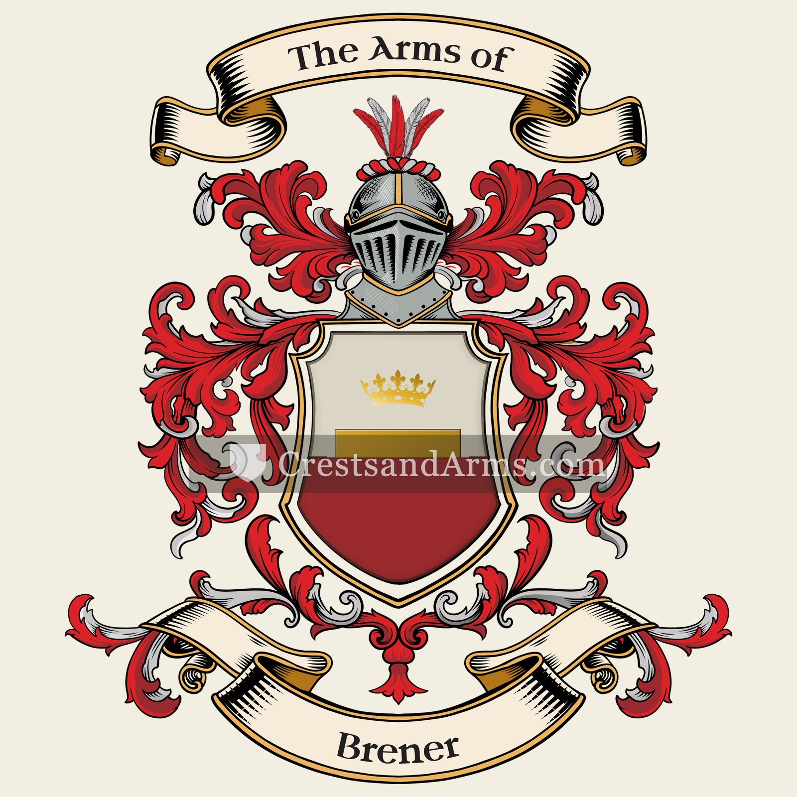 The Brener coat of arms, drawn from the recorded blazon