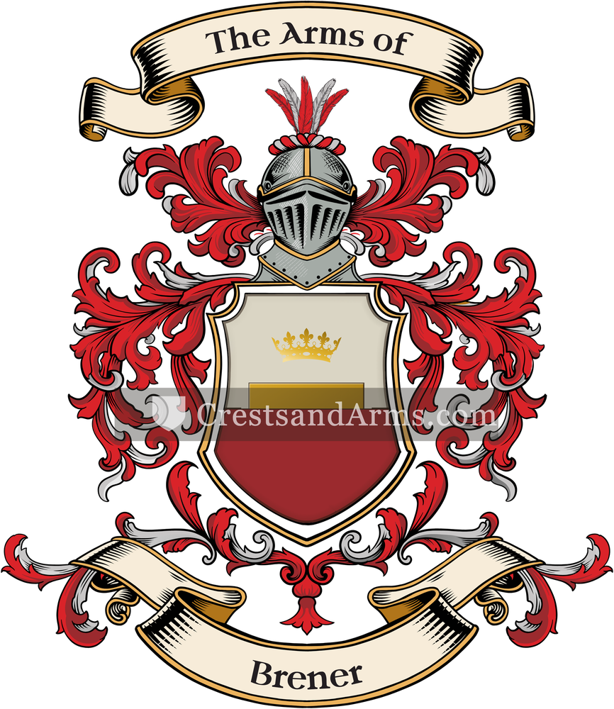 The Brener coat of arms, drawn from the recorded blazon