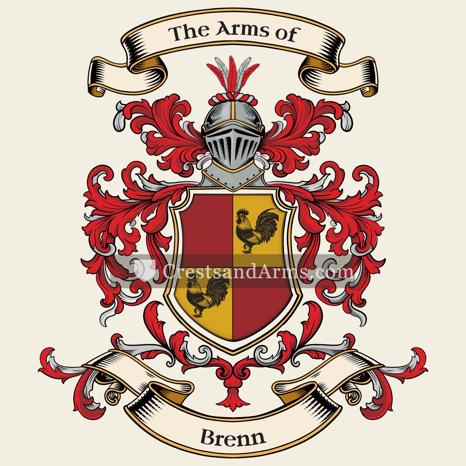 The Brenn coat of arms, drawn from the recorded blazon