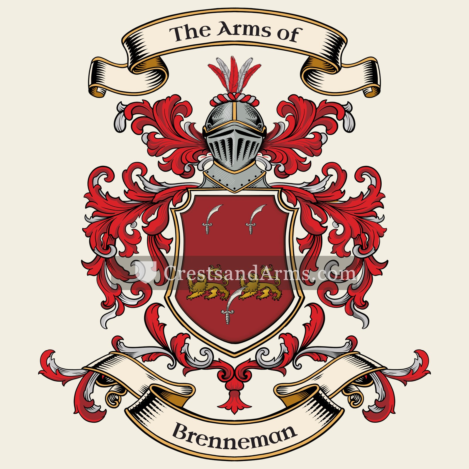 The Brenneman coat of arms, drawn from the recorded blazon
