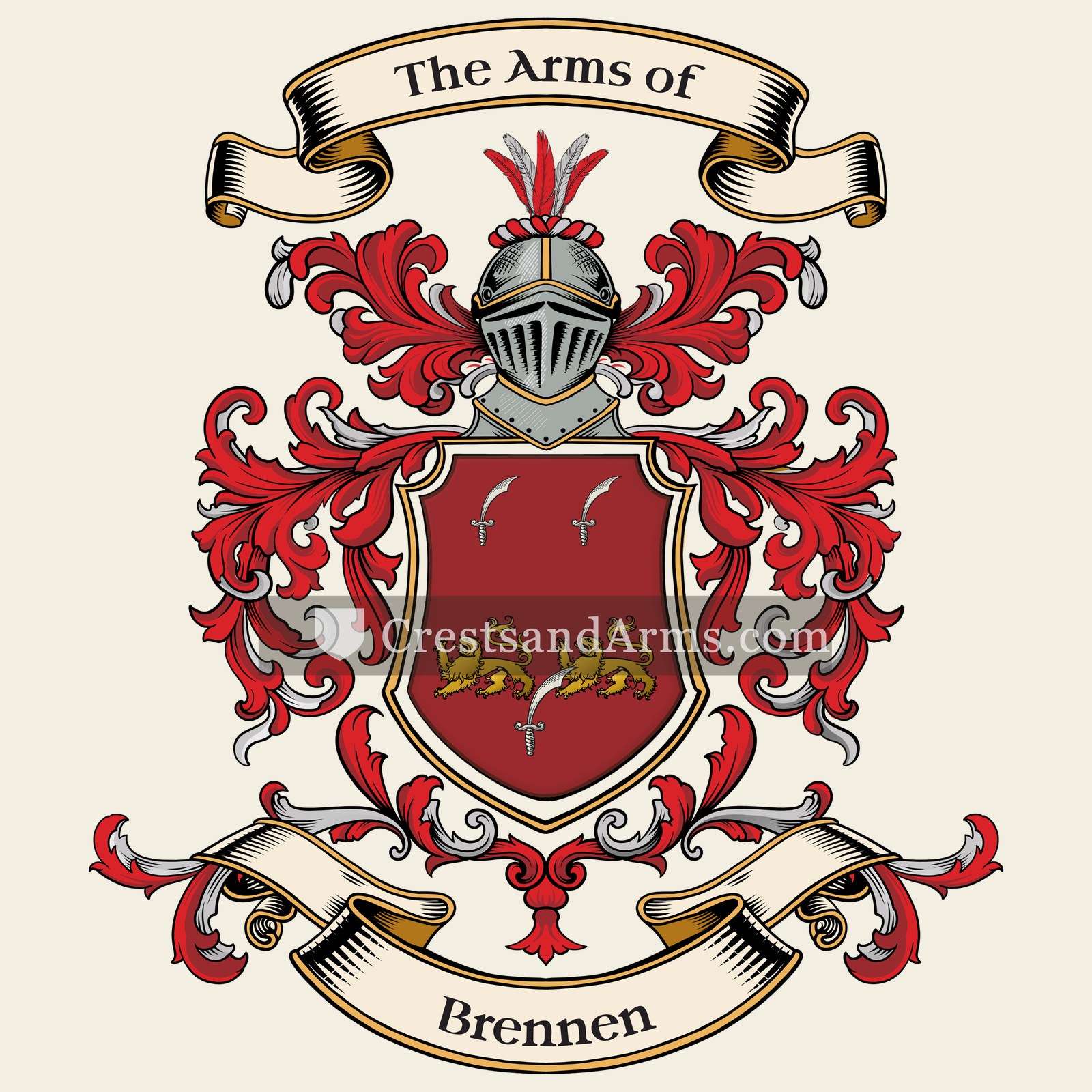 The Brennen coat of arms, drawn from the recorded blazon