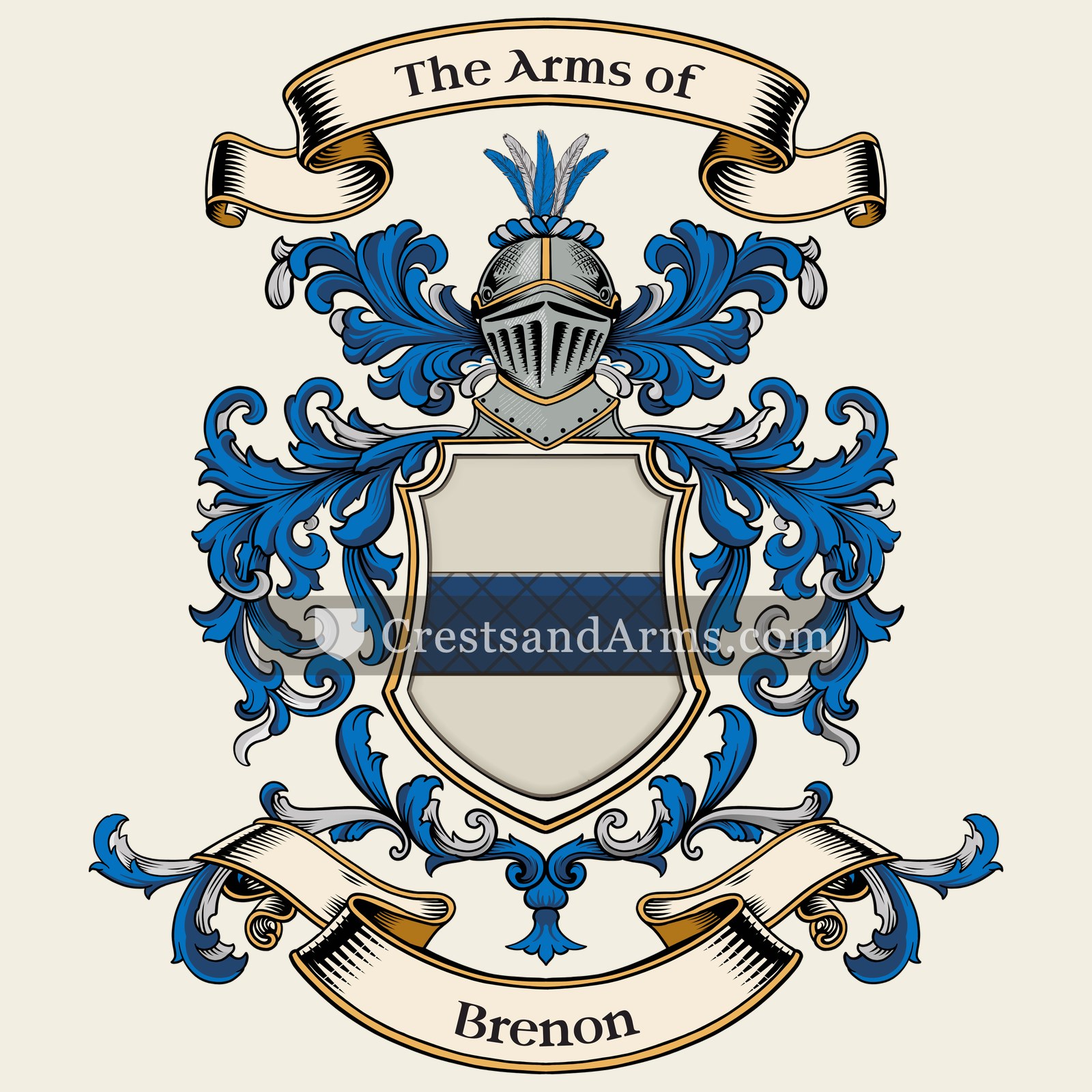 The Brenon coat of arms, drawn from the recorded blazon