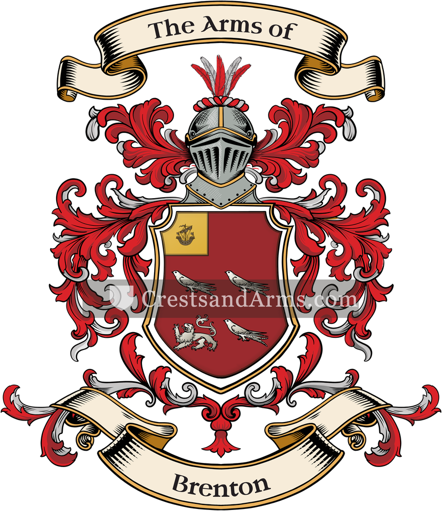The Brenton coat of arms, drawn from the recorded blazon