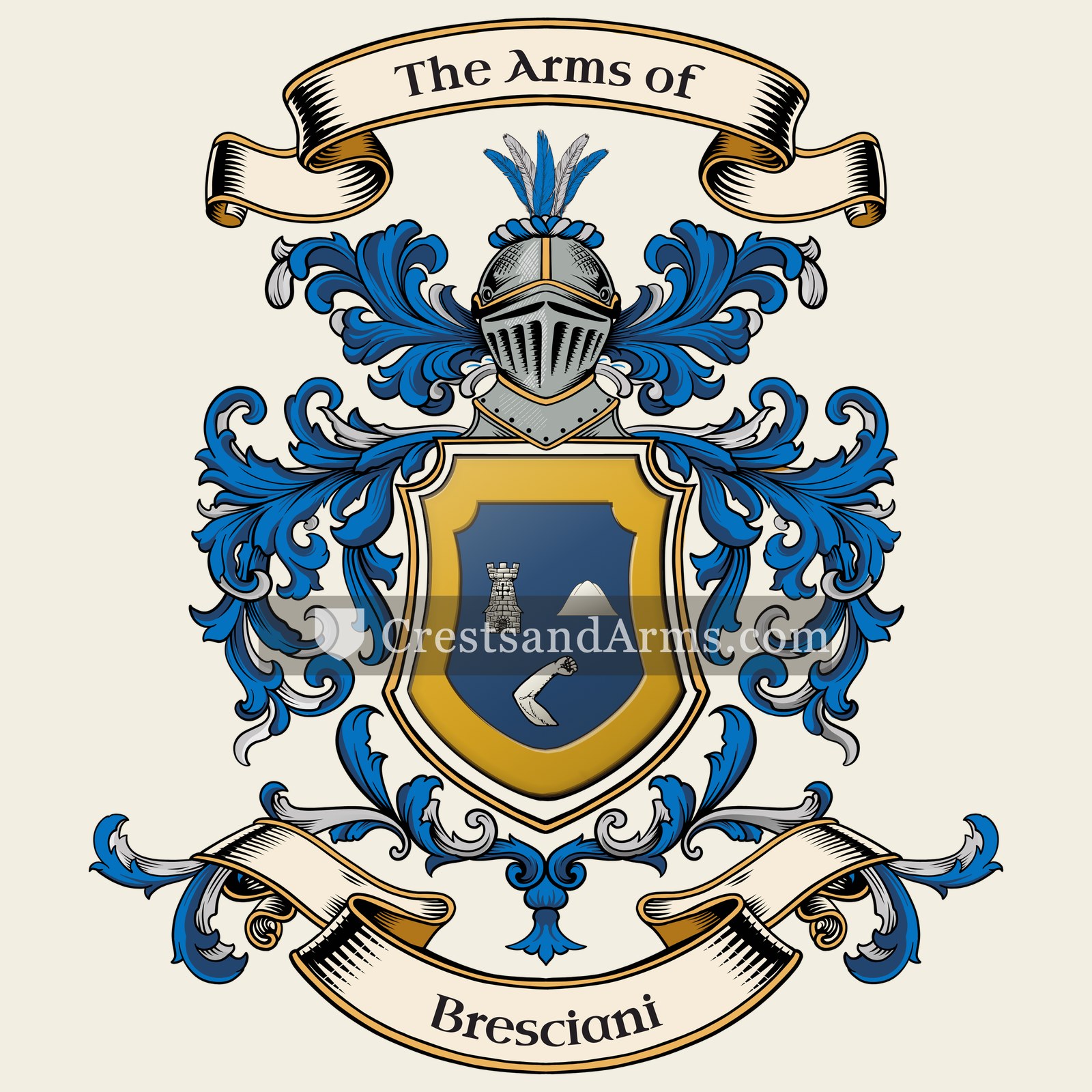 The Bresciani coat of arms, drawn from the recorded blazon