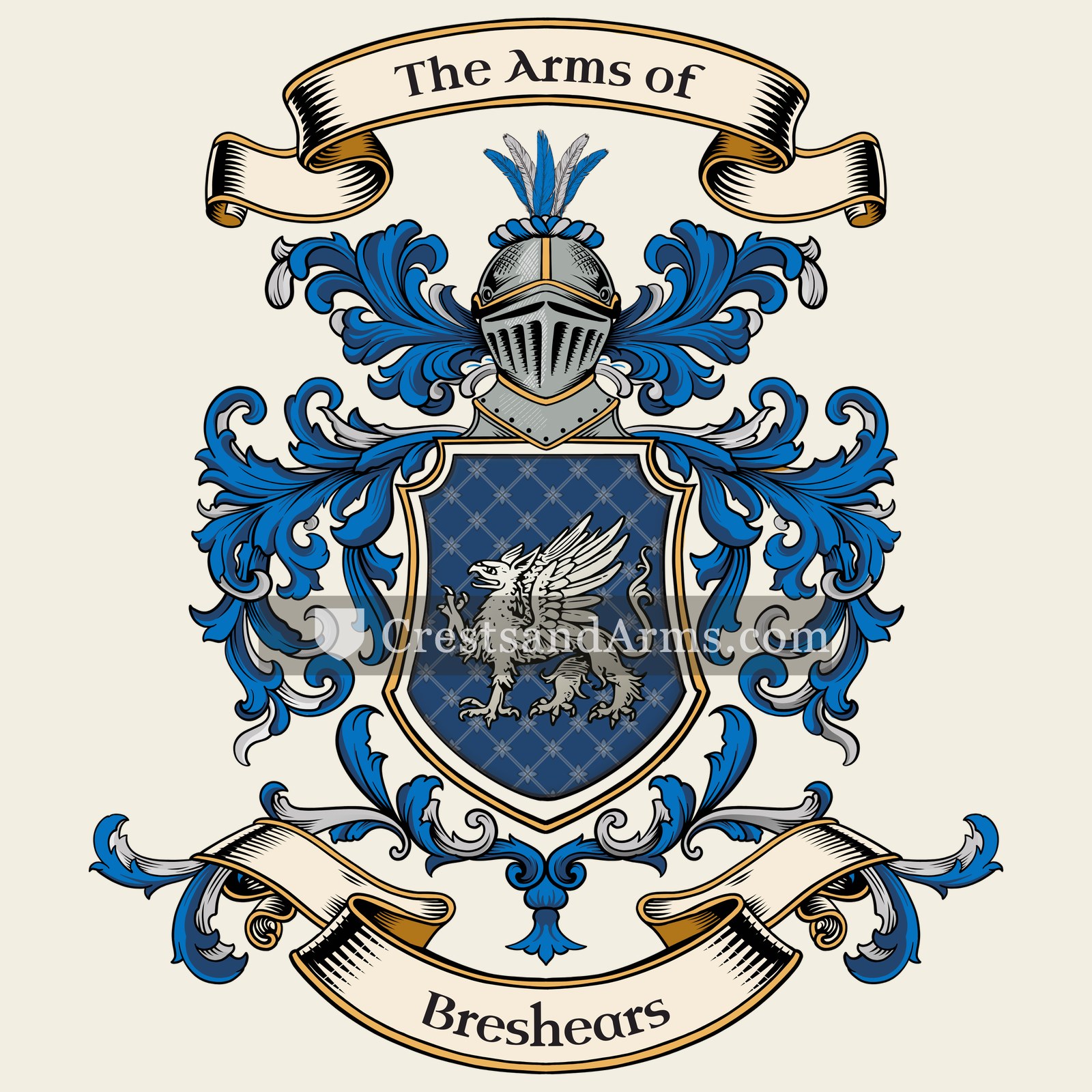 The Breshears coat of arms, drawn from the recorded blazon