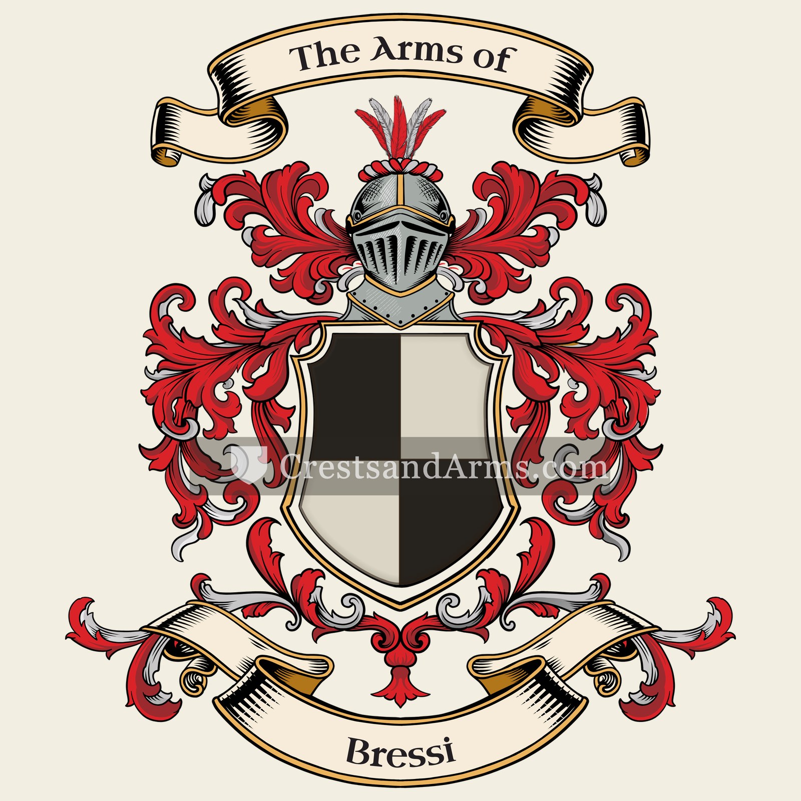 The Bressi coat of arms, drawn from the recorded blazon