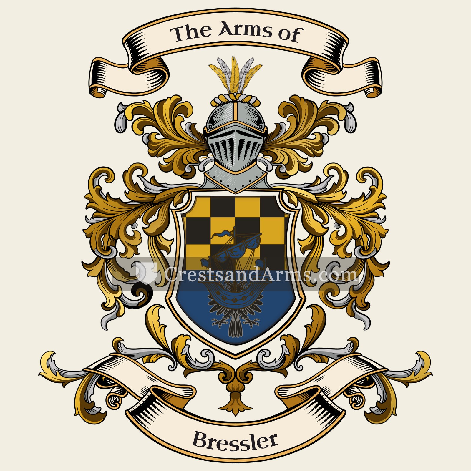 The Bressler coat of arms, drawn from the recorded blazon