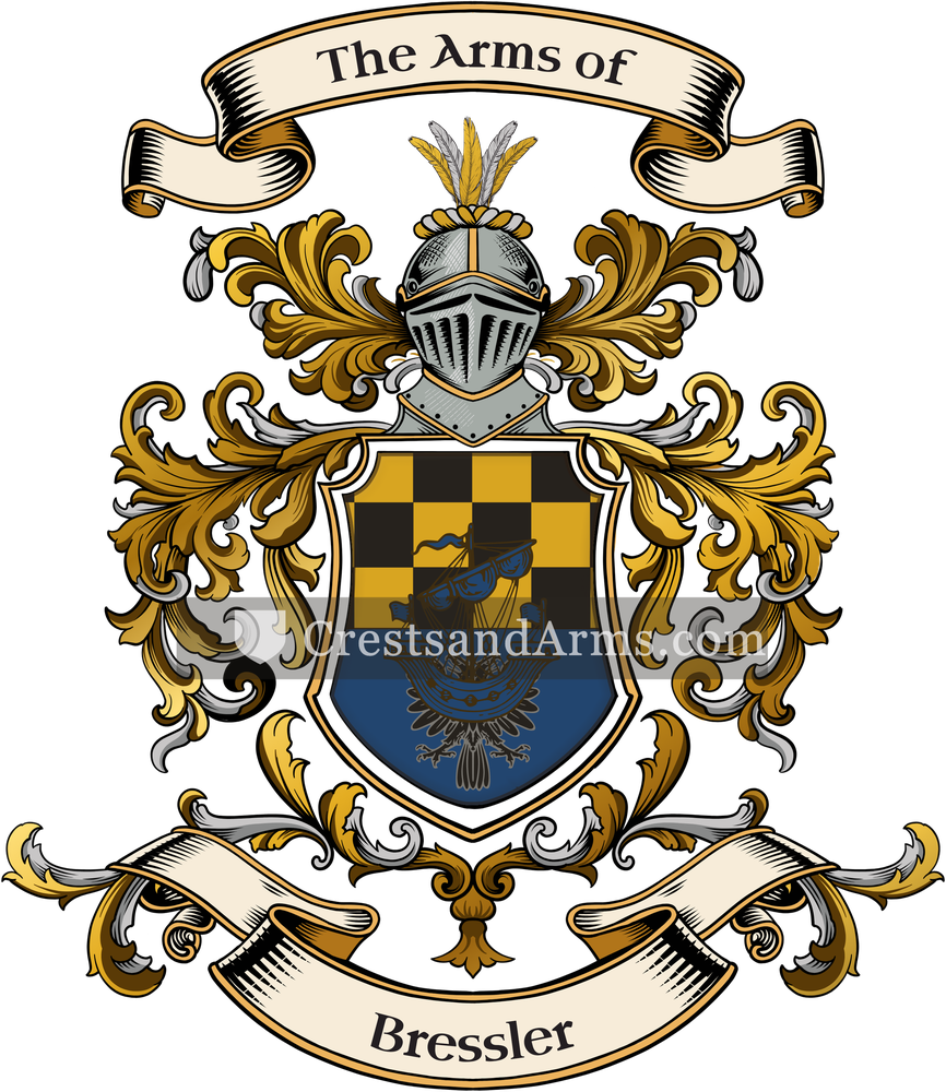 The Bressler coat of arms, drawn from the recorded blazon