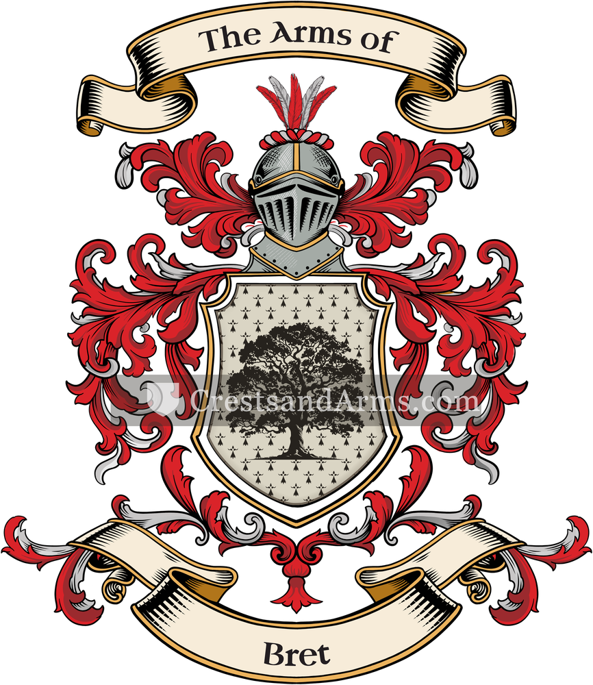The Bret coat of arms, drawn from the recorded blazon