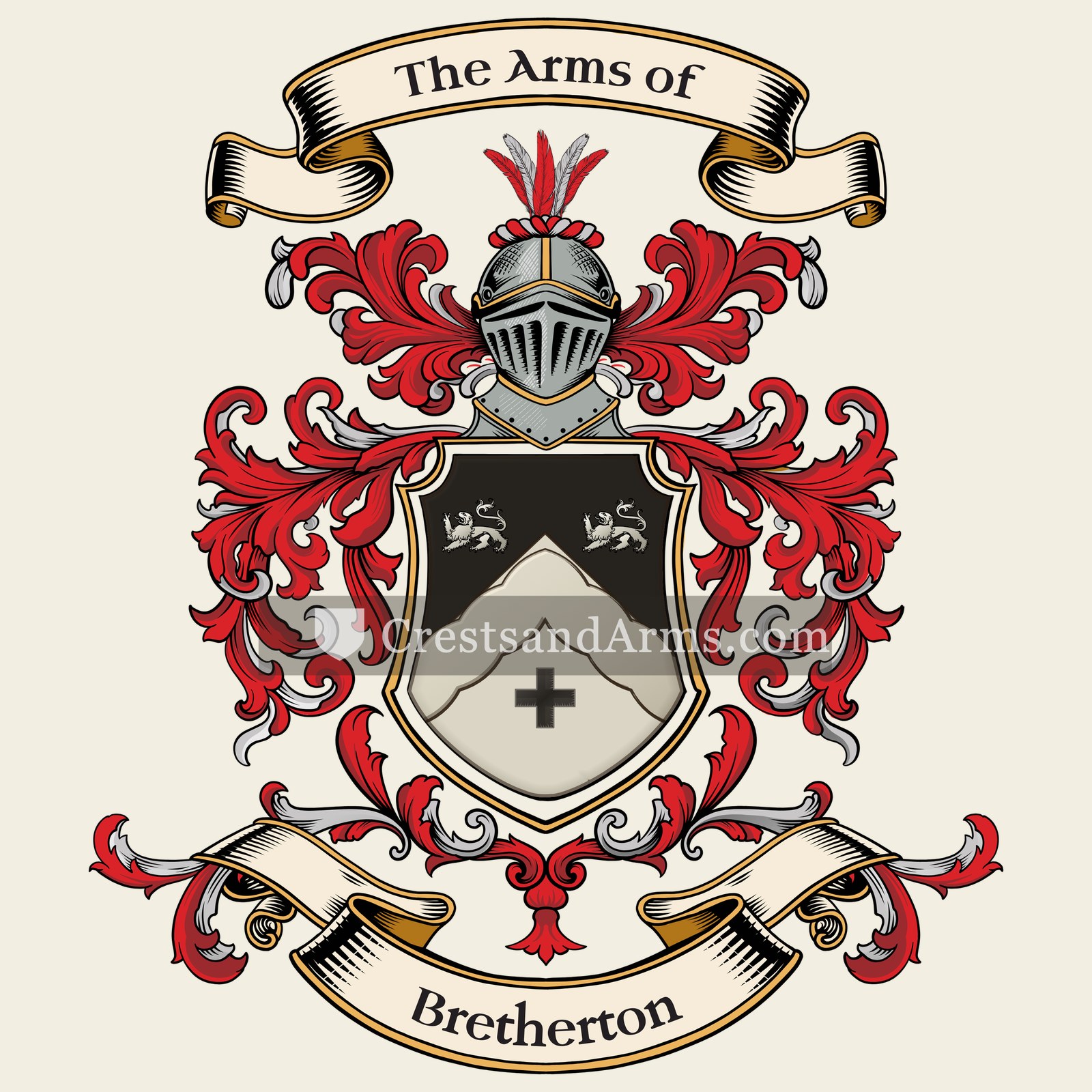 The Bretherton coat of arms, drawn from the recorded blazon