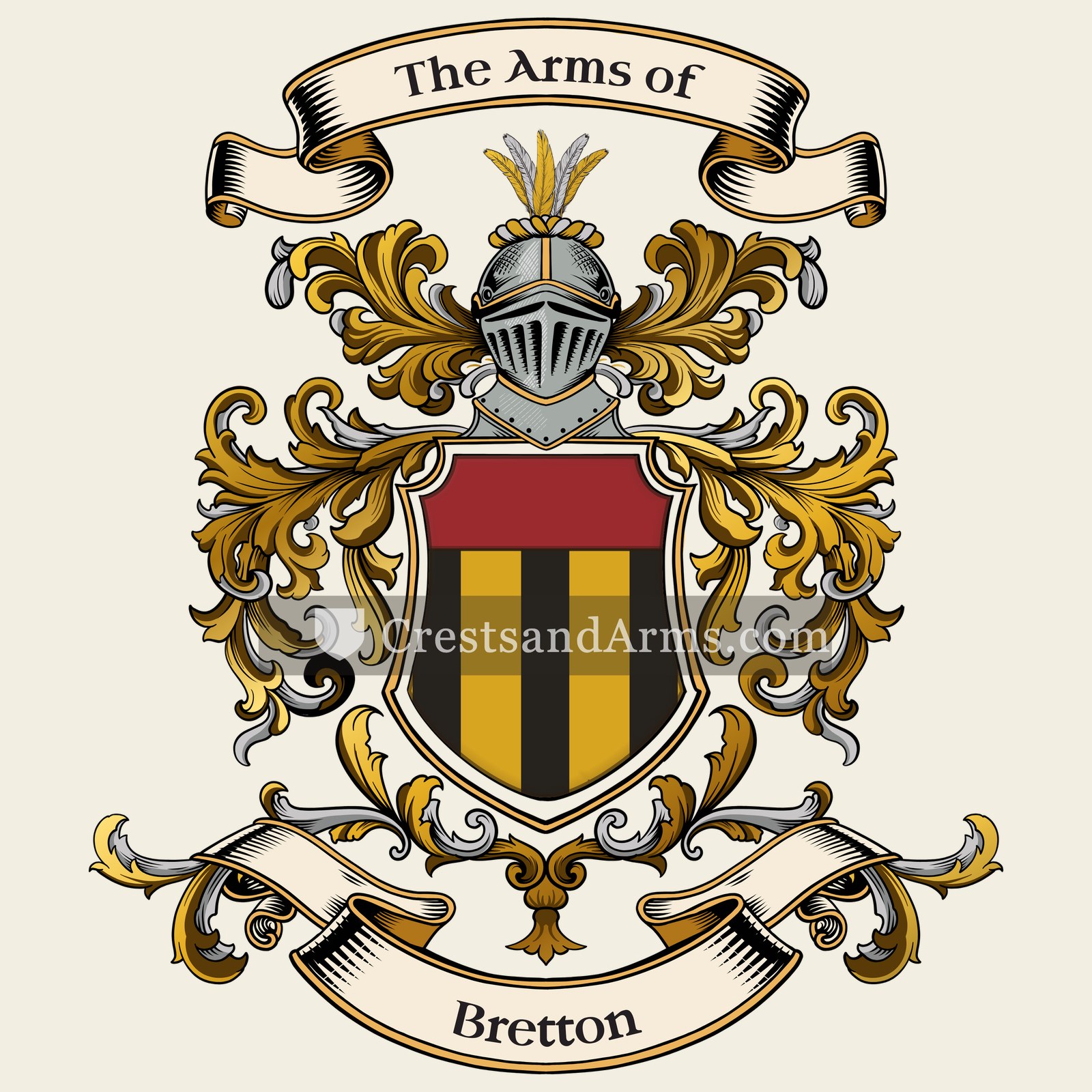 The Bretton coat of arms, drawn from the recorded blazon