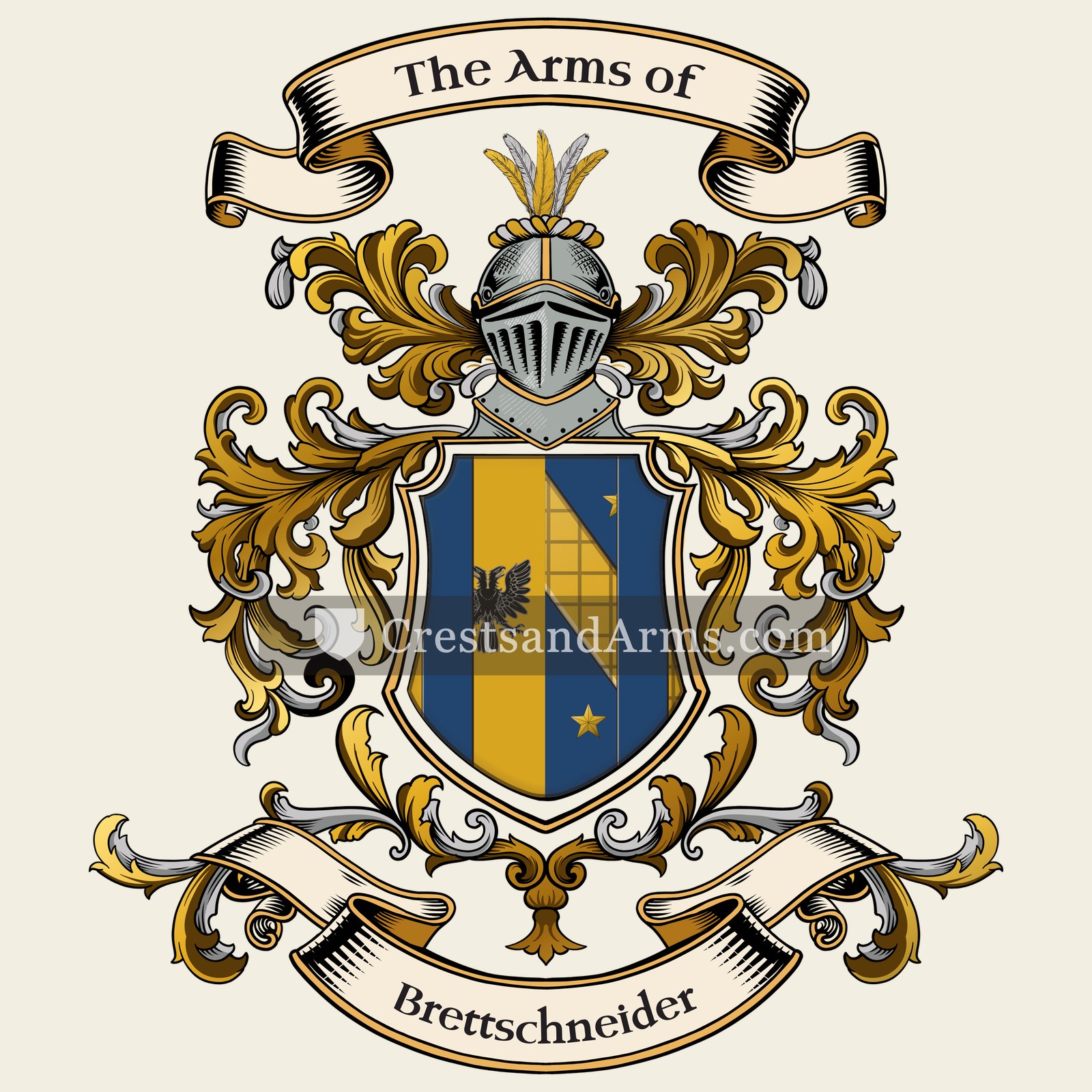 The Brettschneider coat of arms, drawn from the recorded blazon