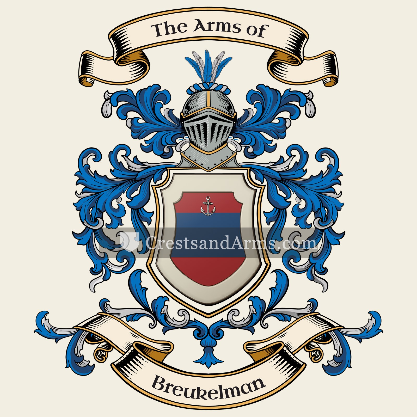 The Breukelman coat of arms, drawn from the recorded blazon