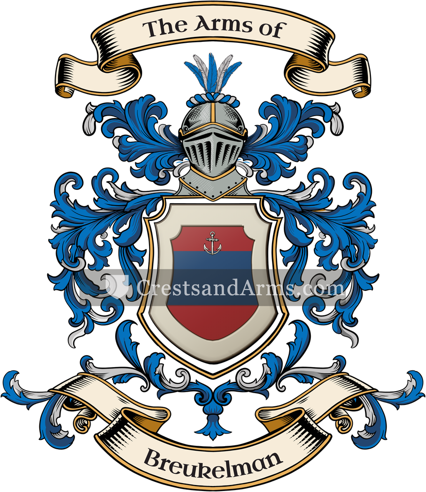 The Breukelman coat of arms, drawn from the recorded blazon