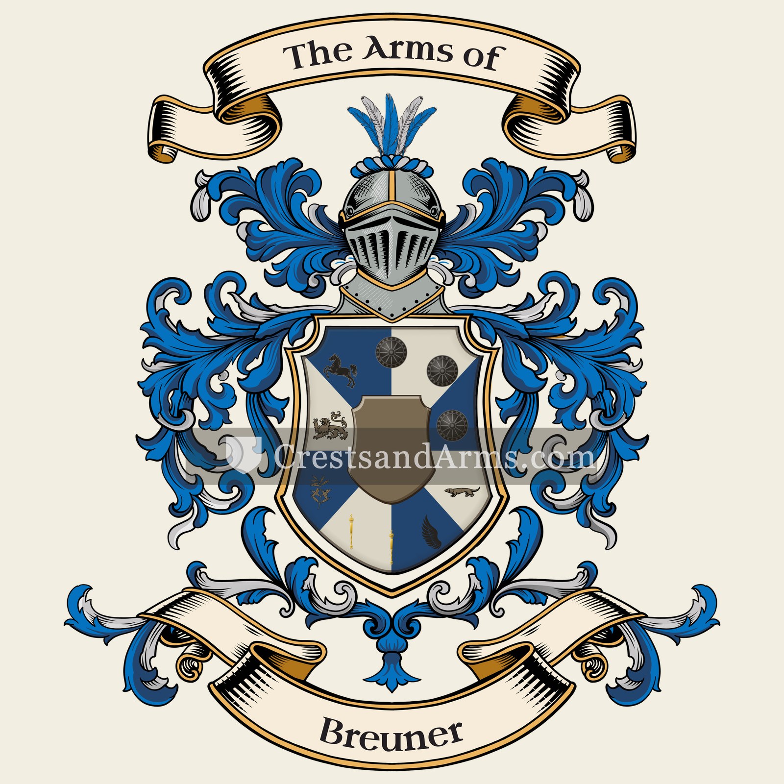 The Breuner coat of arms, drawn from the recorded blazon