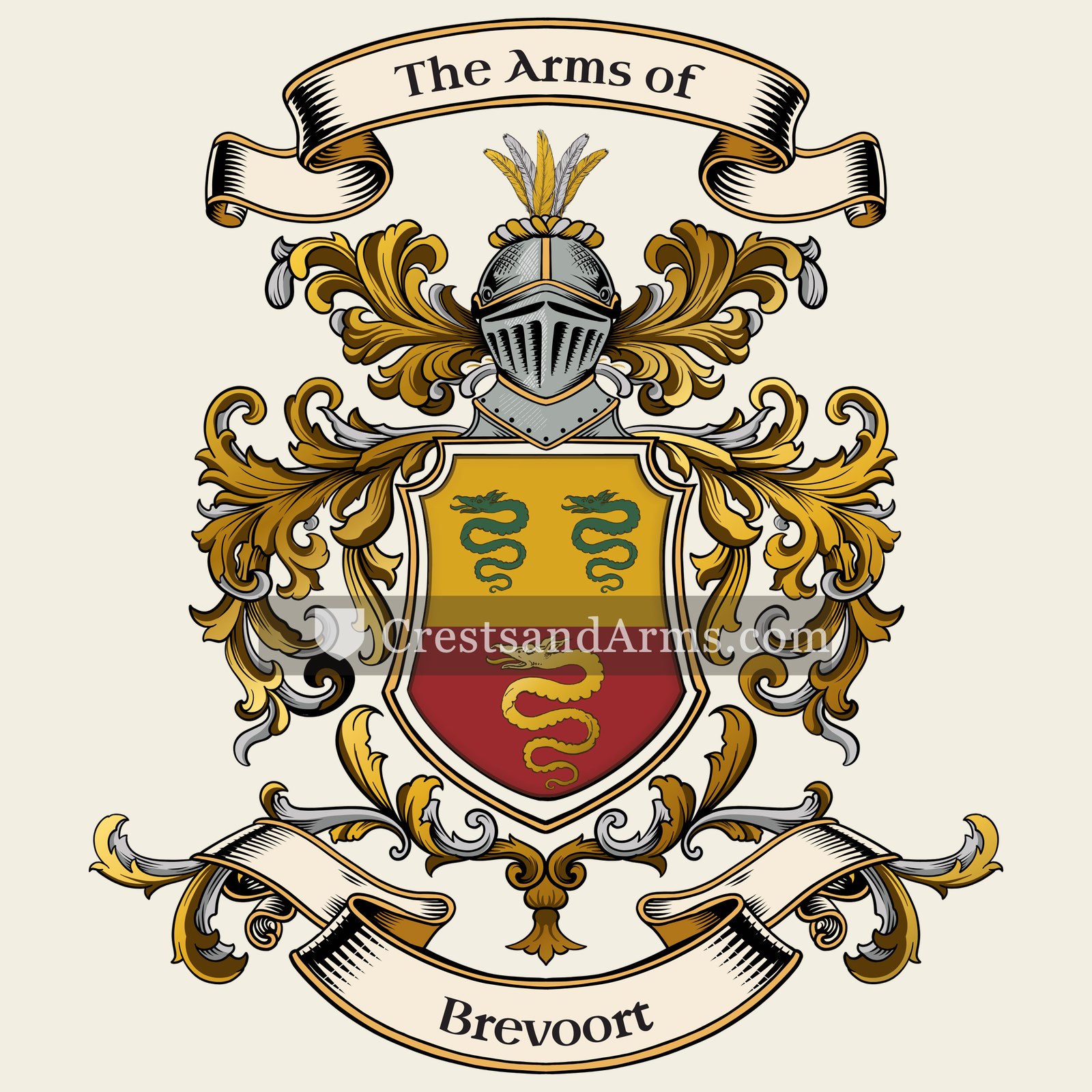 The Brevoort coat of arms, drawn from the recorded blazon
