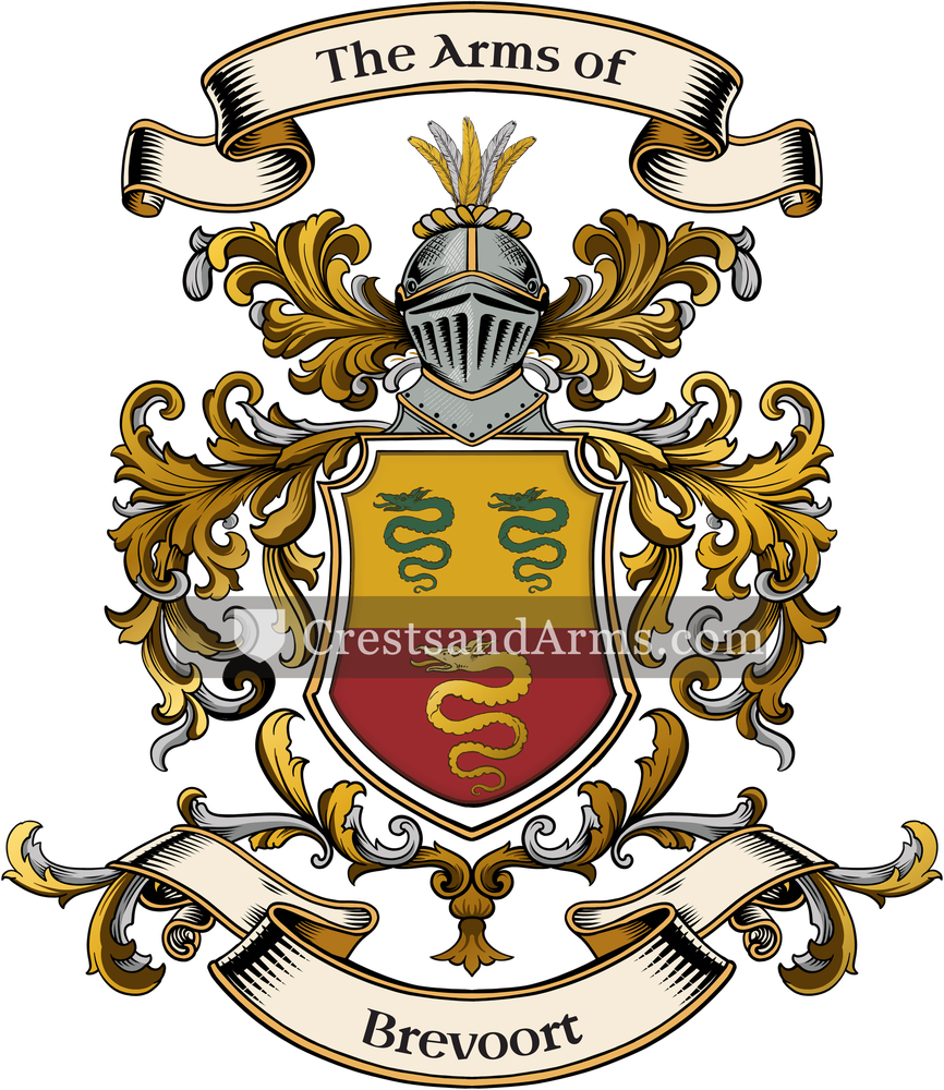 The Brevoort coat of arms, drawn from the recorded blazon
