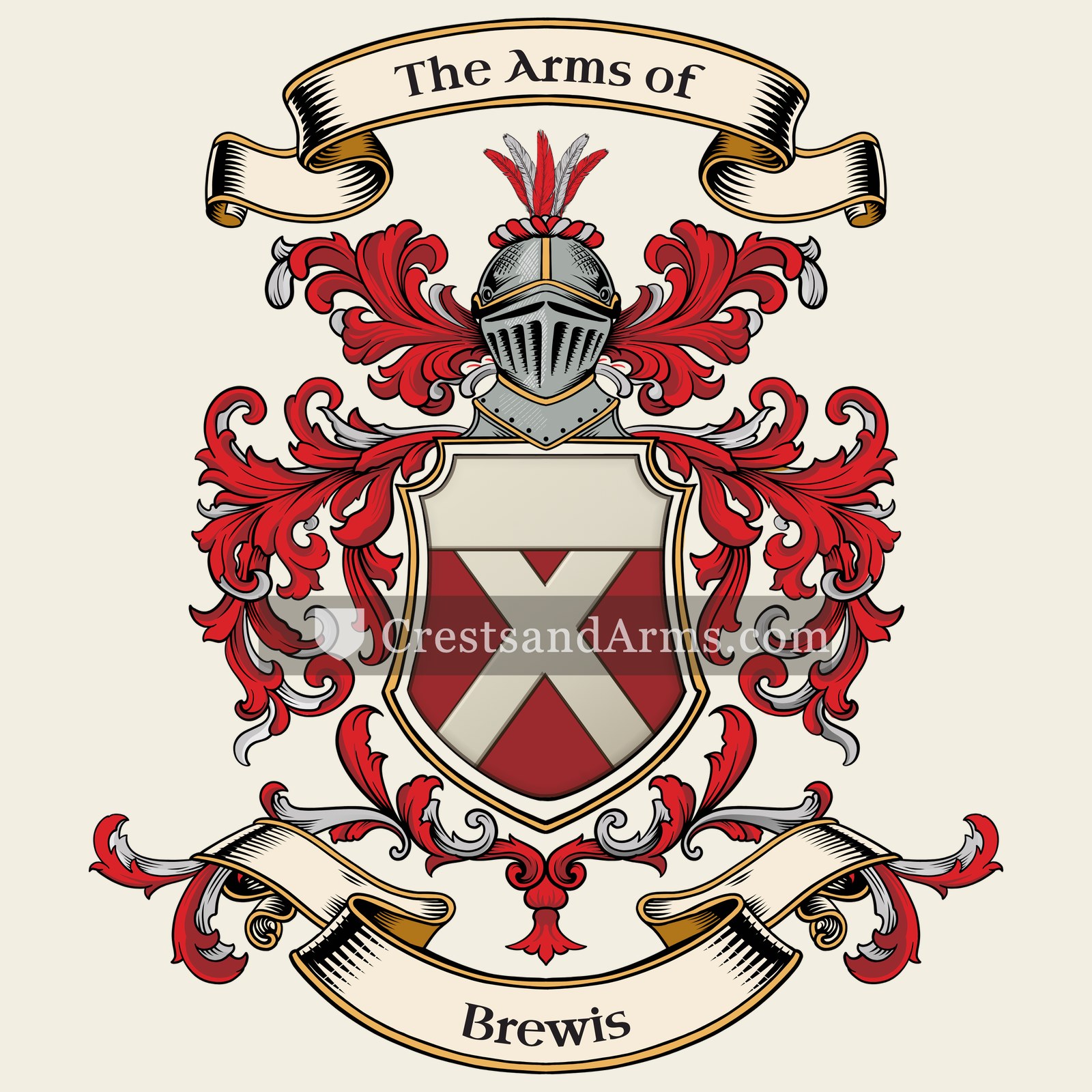 The Brewis coat of arms, drawn from the recorded blazon