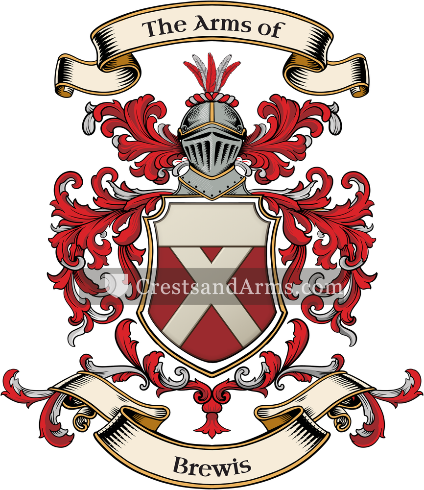 The Brewis coat of arms, drawn from the recorded blazon