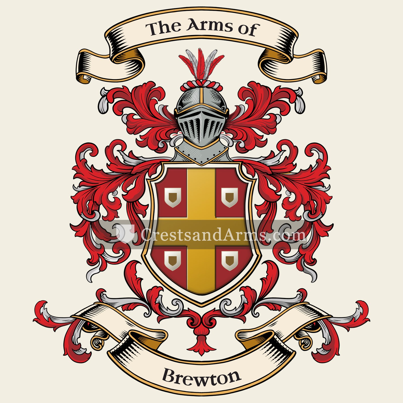 The Brewton coat of arms, drawn from the recorded blazon