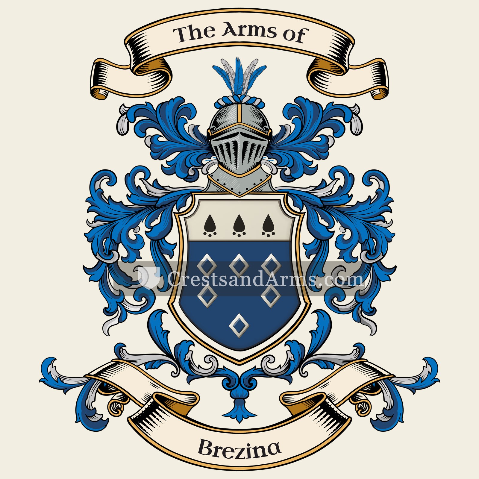 The Brezina coat of arms, drawn from the recorded blazon