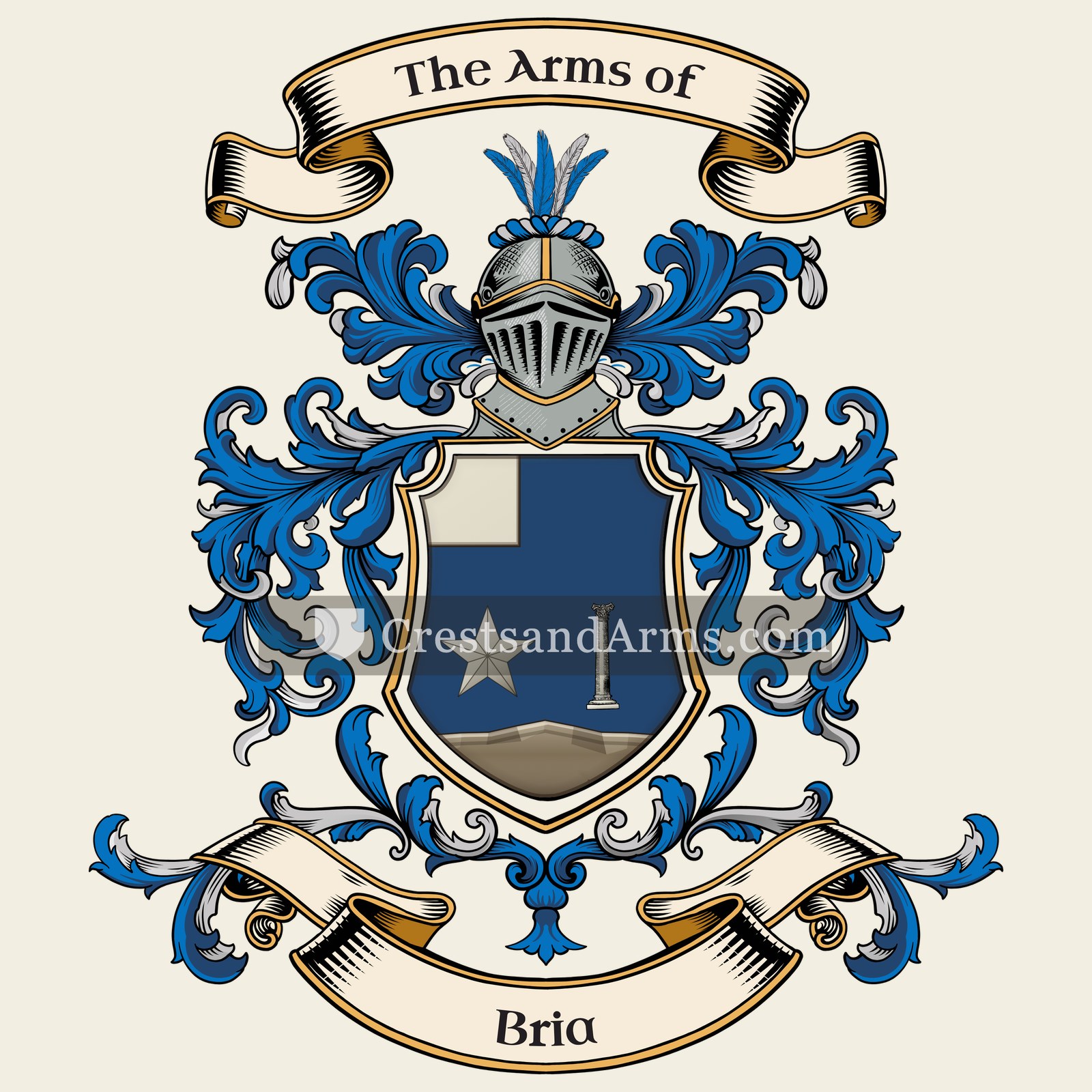 The Bria coat of arms, drawn from the recorded blazon