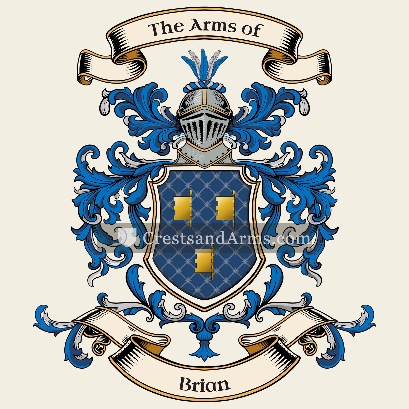 The Brian coat of arms, drawn from the recorded blazon
