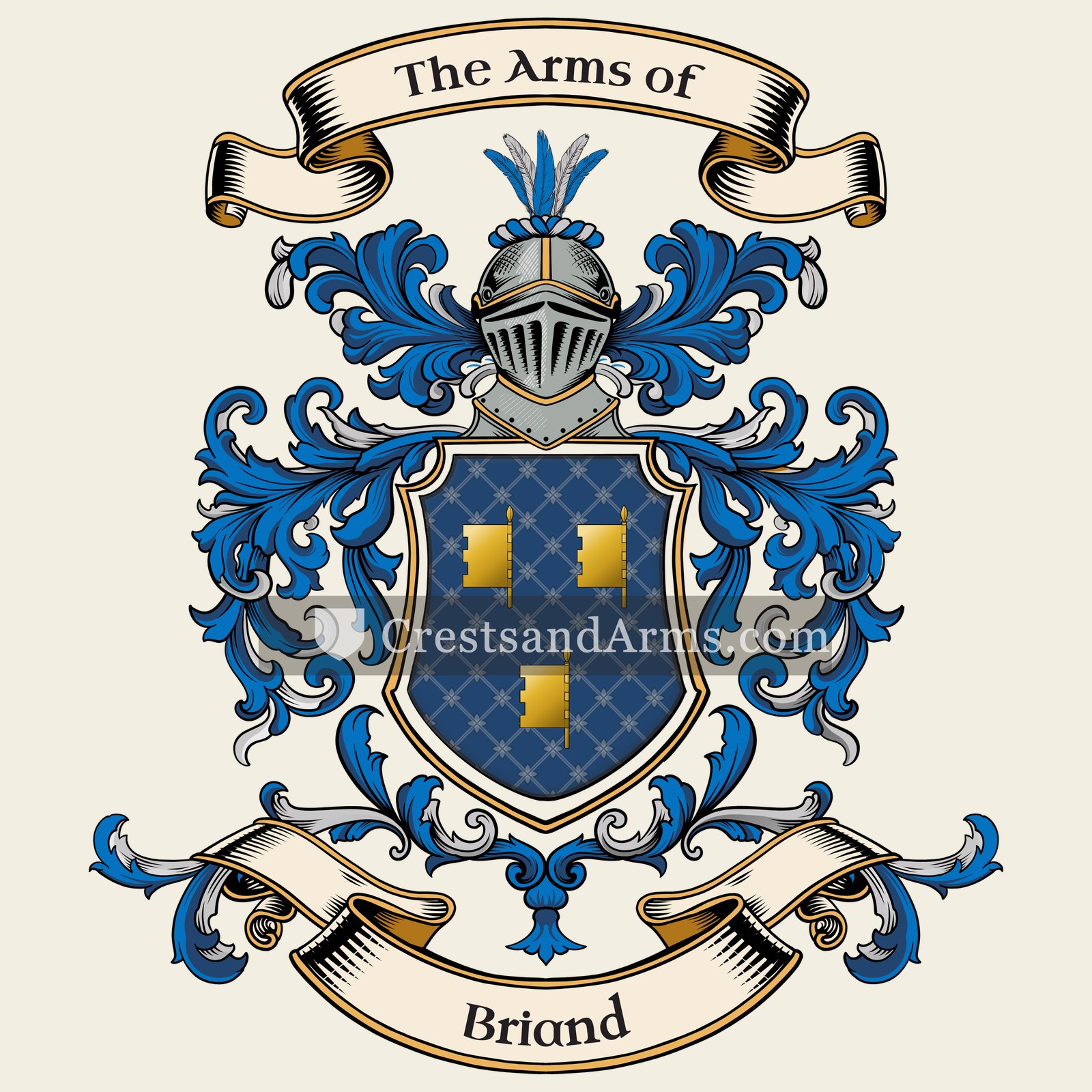 The Briand coat of arms, drawn from the recorded blazon