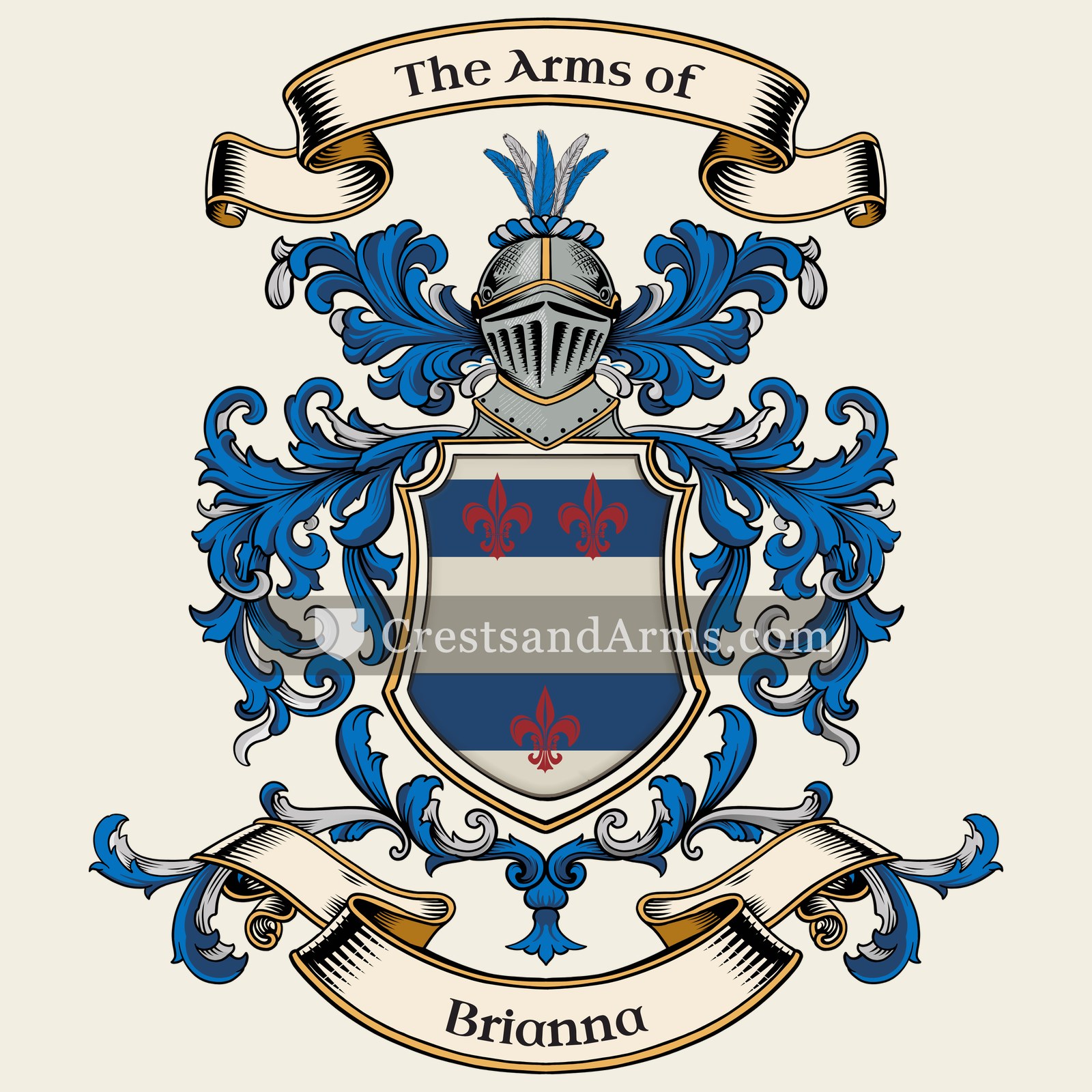 The Brianna coat of arms, drawn from the recorded blazon