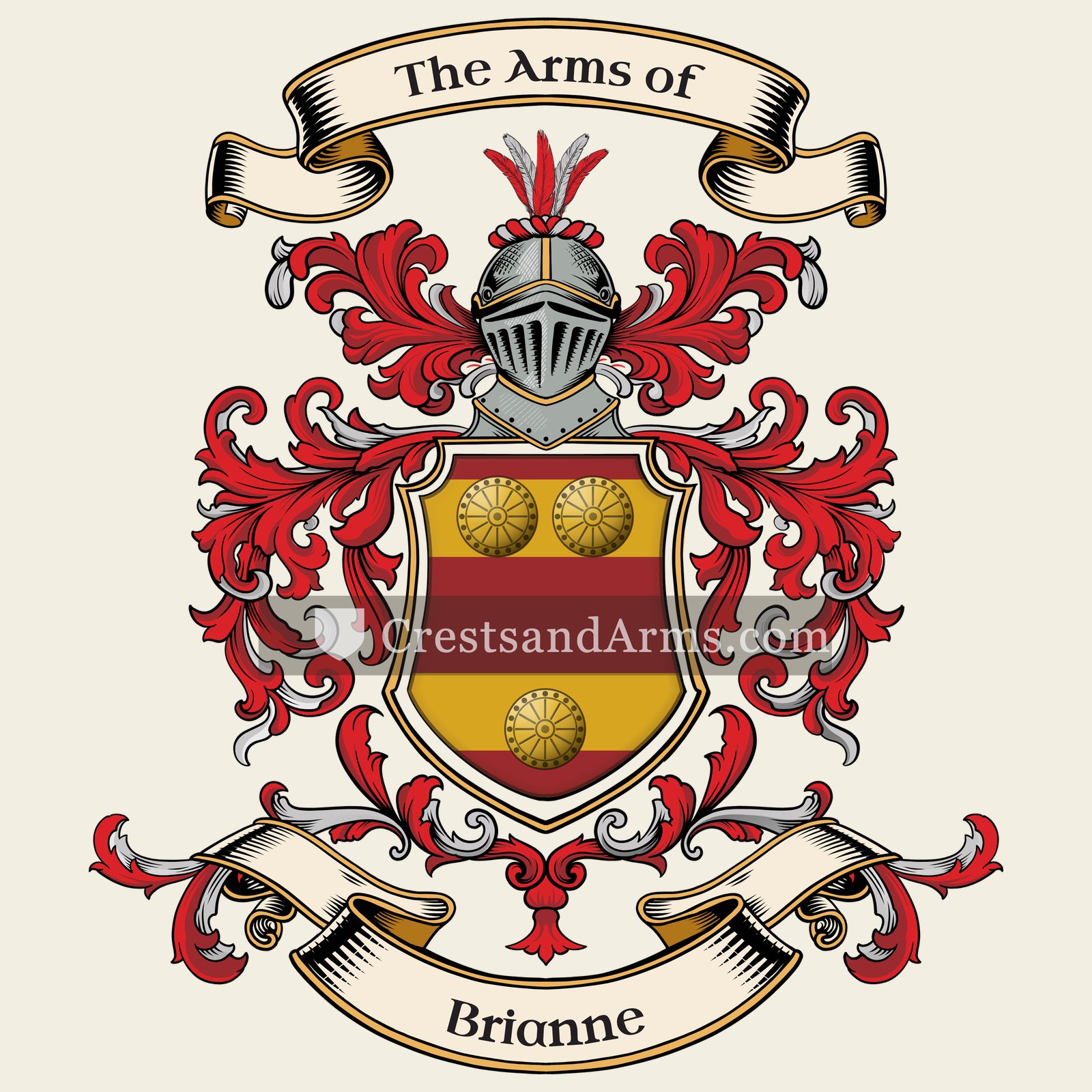 The Brianne coat of arms, drawn from the recorded blazon