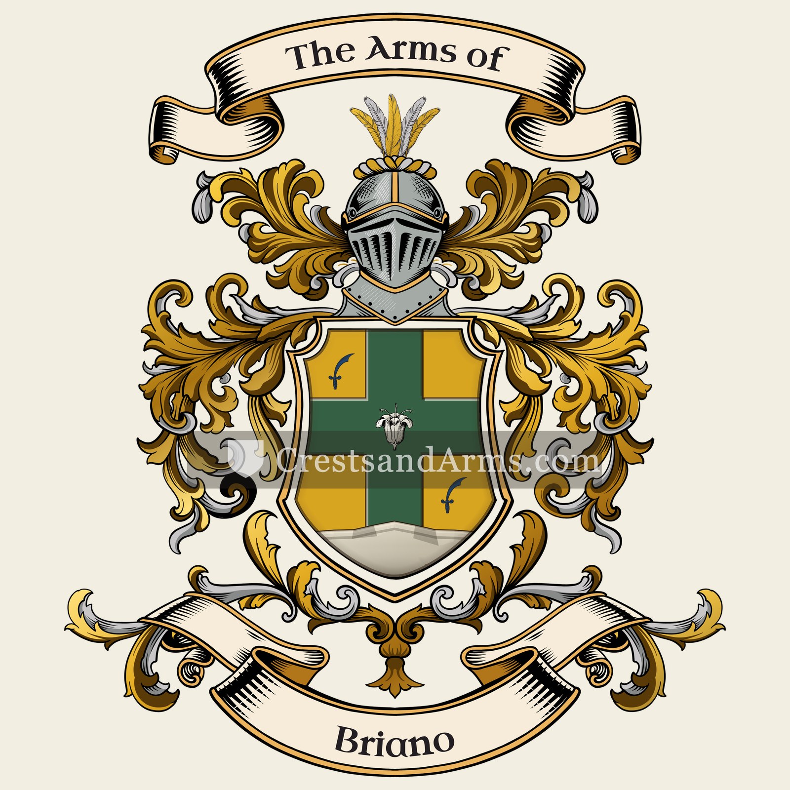 The Briano coat of arms, drawn from the recorded blazon