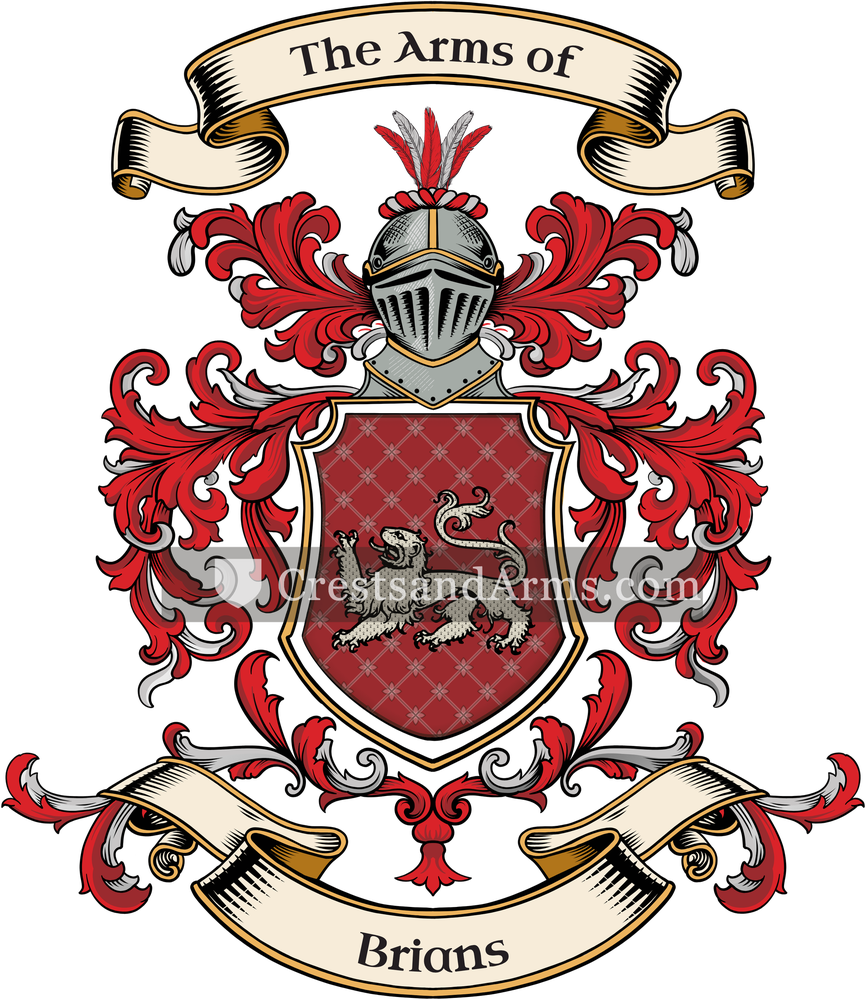 The Brians coat of arms, drawn from the recorded blazon