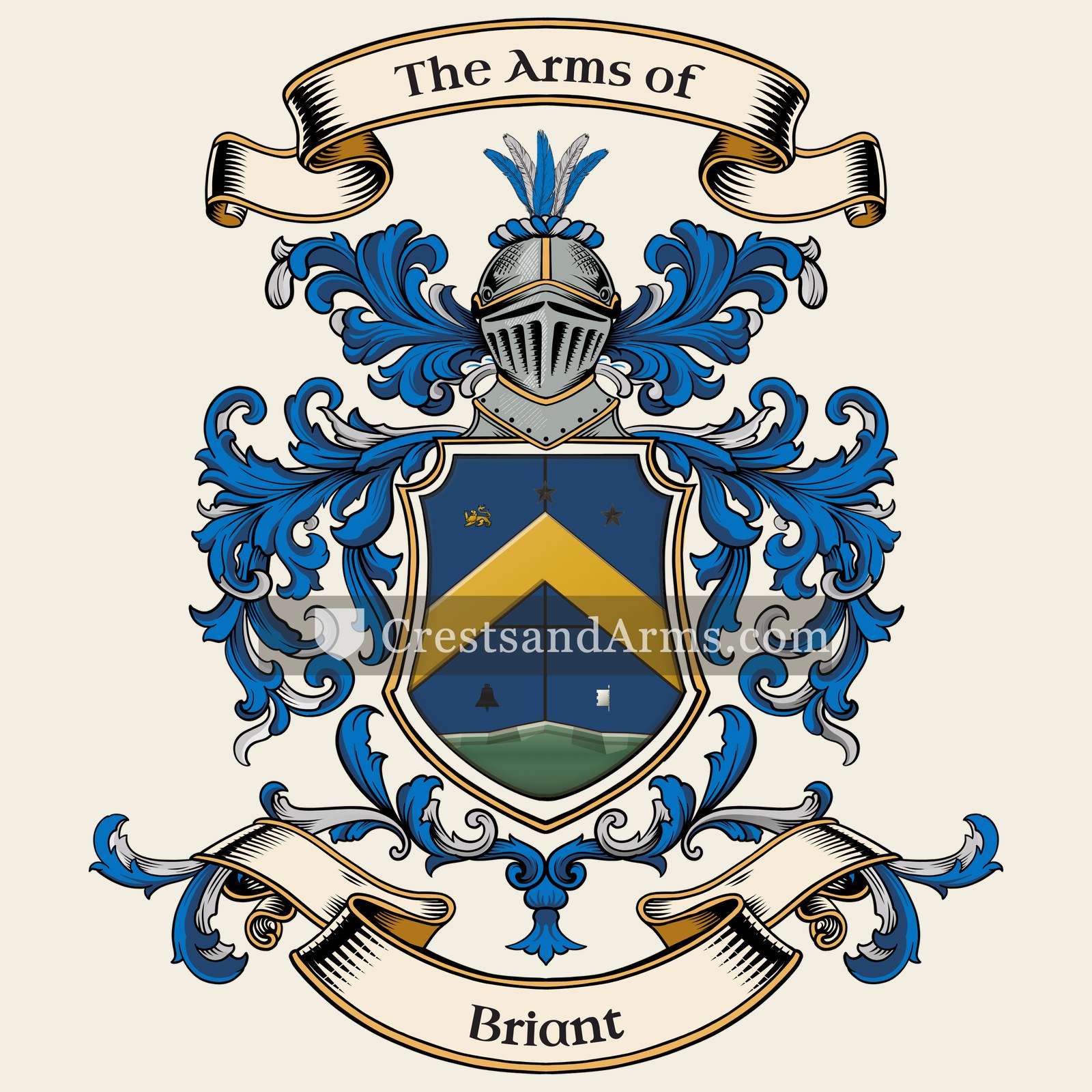The Briant coat of arms, drawn from the recorded blazon