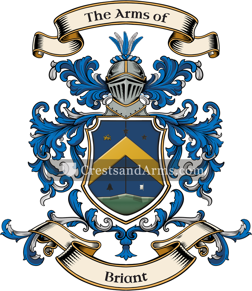 The Briant coat of arms, drawn from the recorded blazon