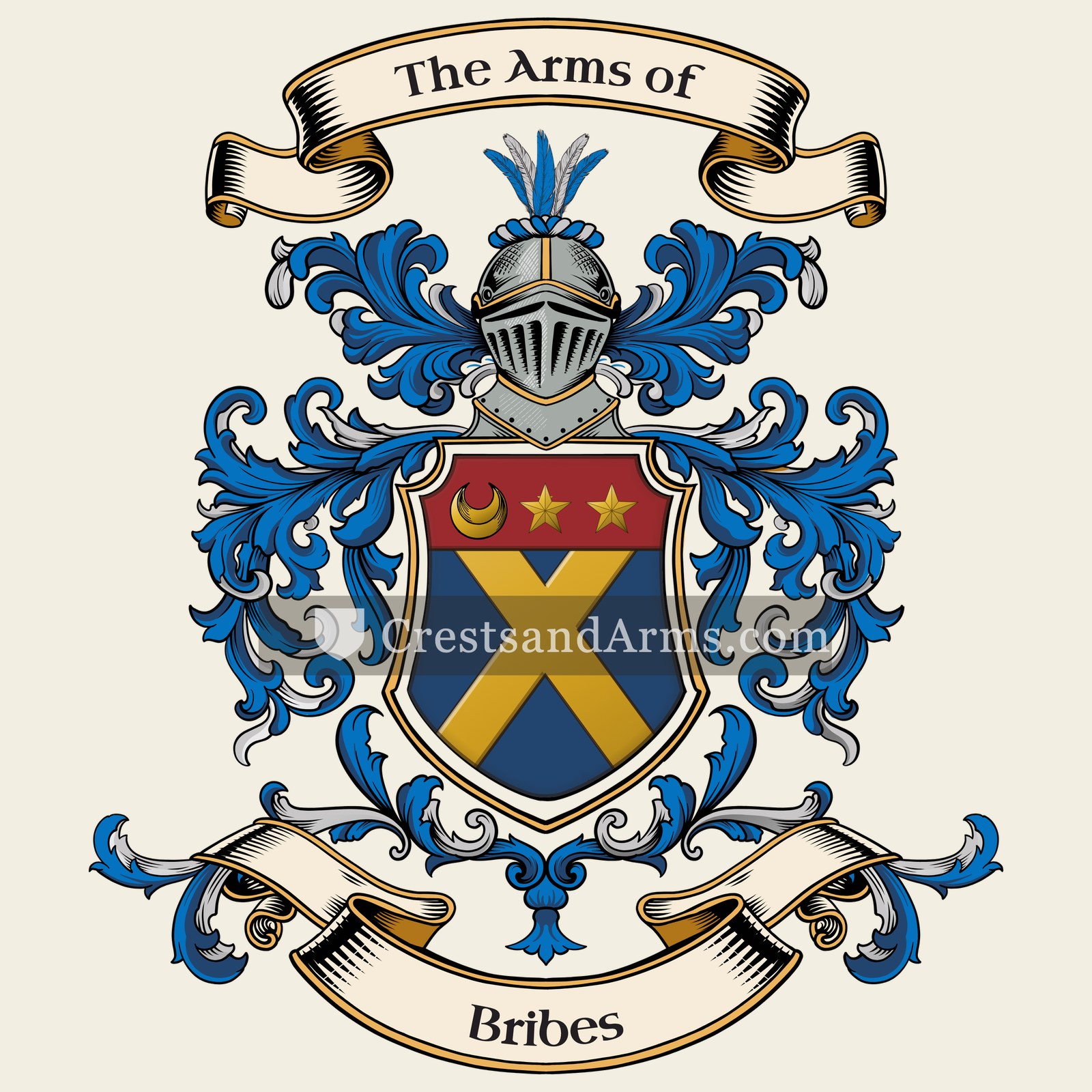 The Bribes coat of arms, drawn from the recorded blazon