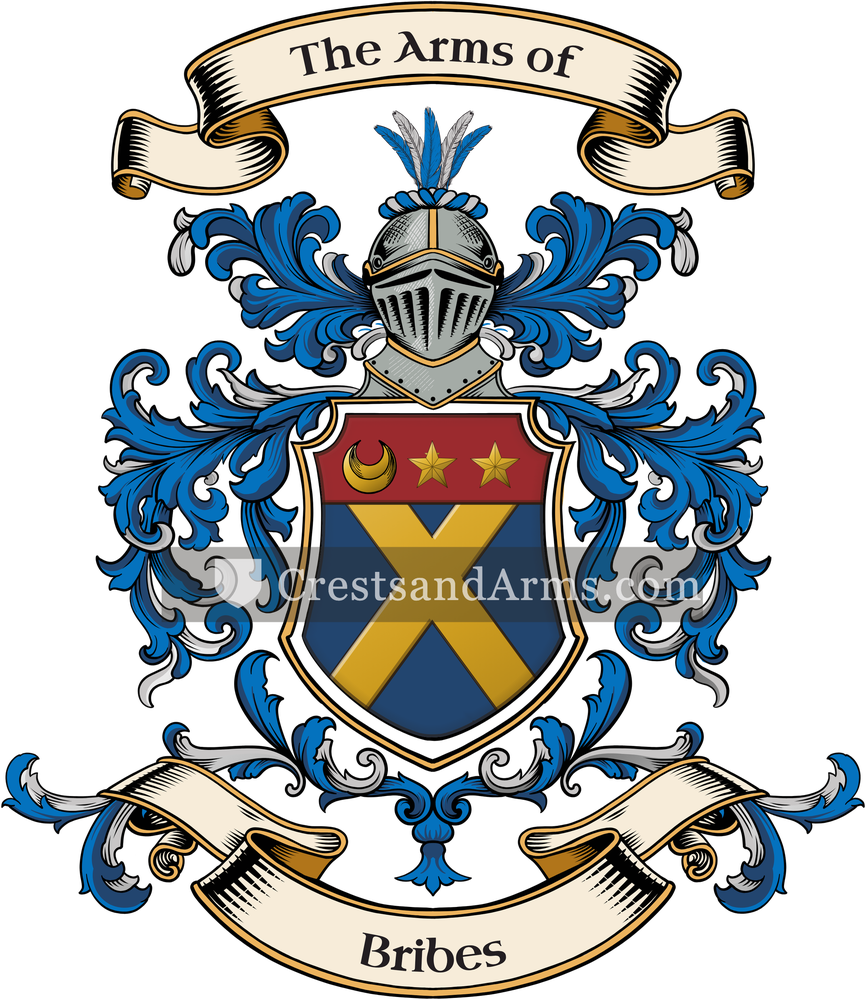 The Bribes coat of arms, drawn from the recorded blazon