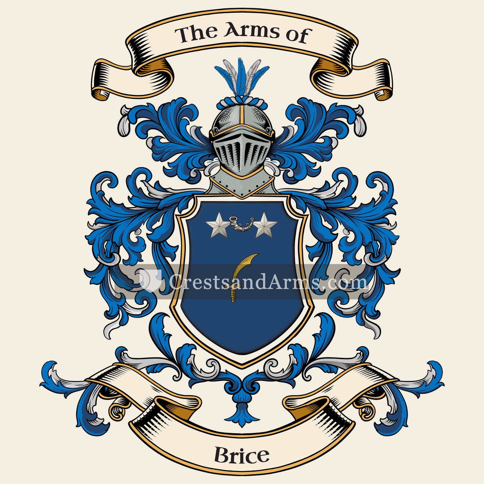 The Brice coat of arms, drawn from the recorded blazon