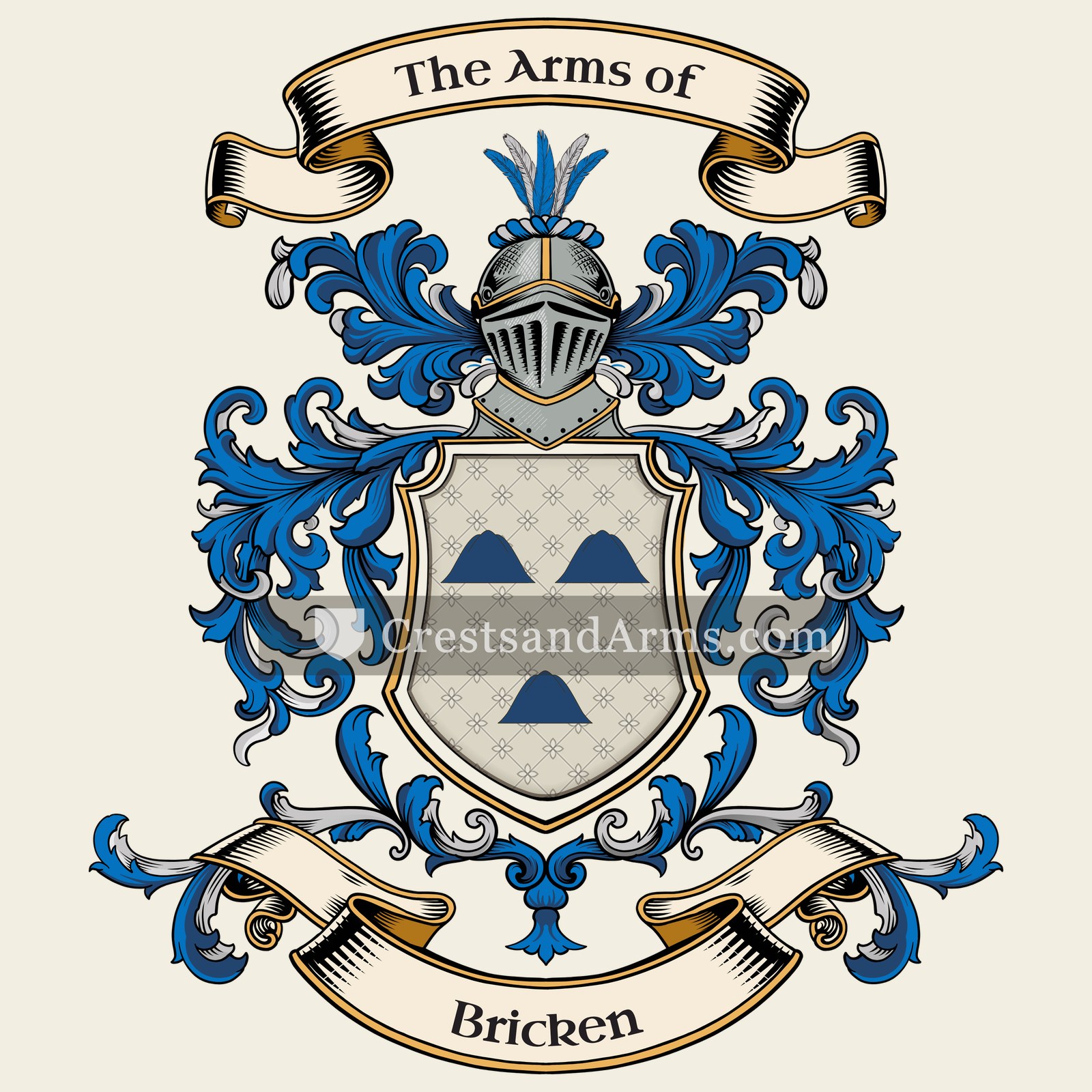 The Bricken coat of arms, drawn from the recorded blazon