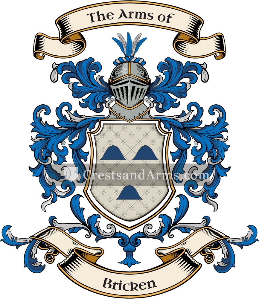 The Bricken coat of arms, drawn from the recorded blazon