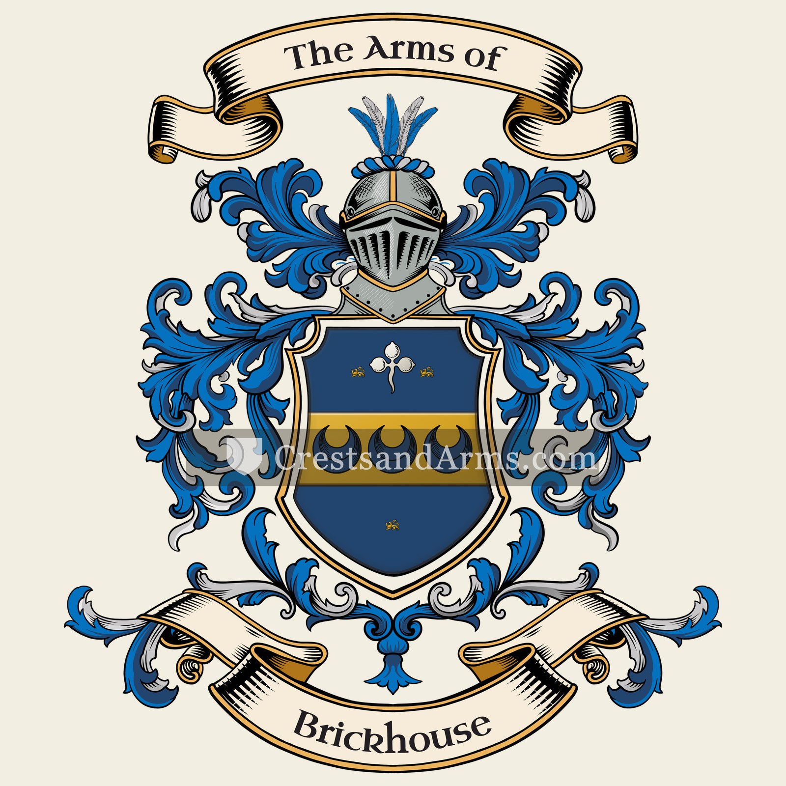 The Brickhouse coat of arms, drawn from the recorded blazon