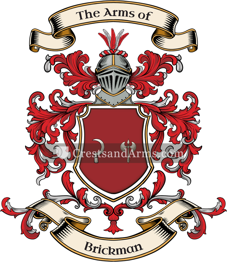 The Brickman coat of arms, drawn from the recorded blazon
