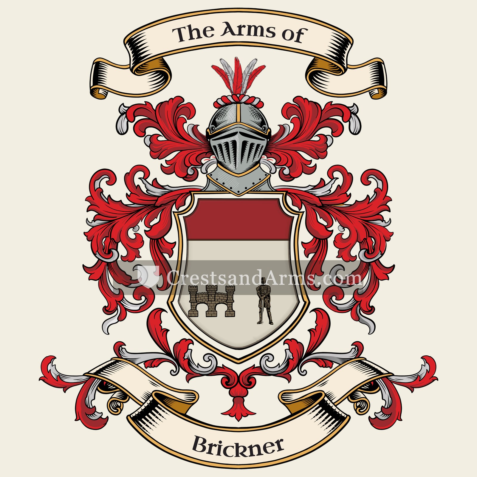 The Brickner coat of arms, drawn from the recorded blazon
