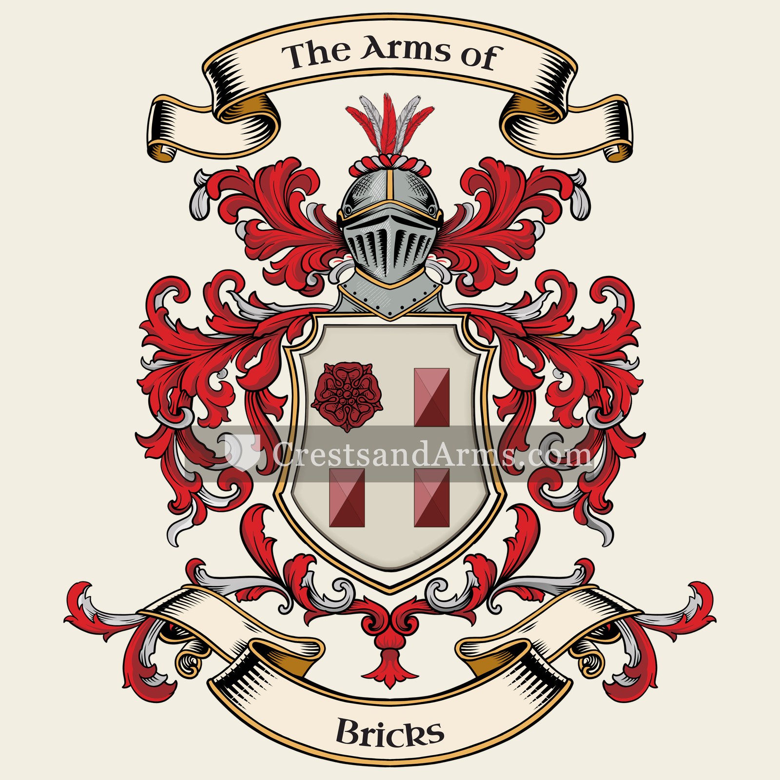 The Bricks coat of arms, drawn from the recorded blazon