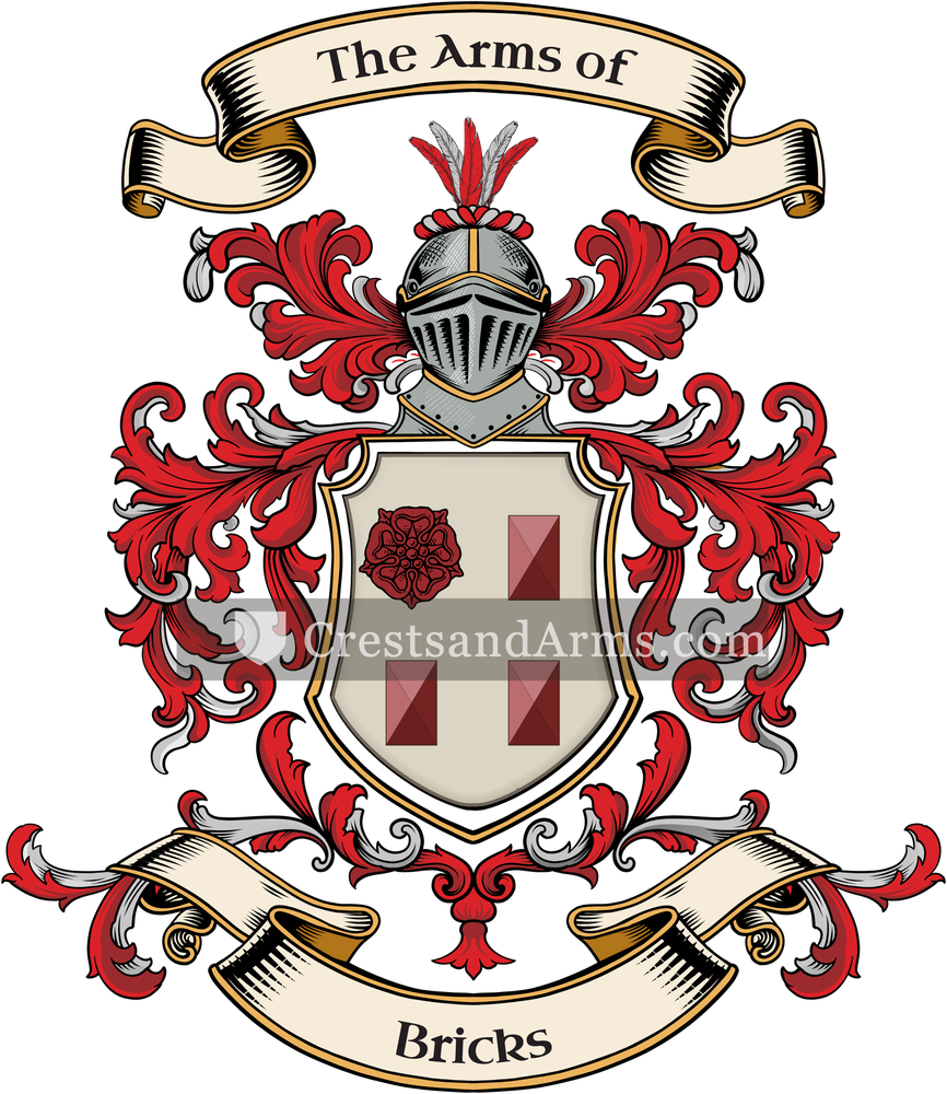 The Bricks coat of arms, drawn from the recorded blazon