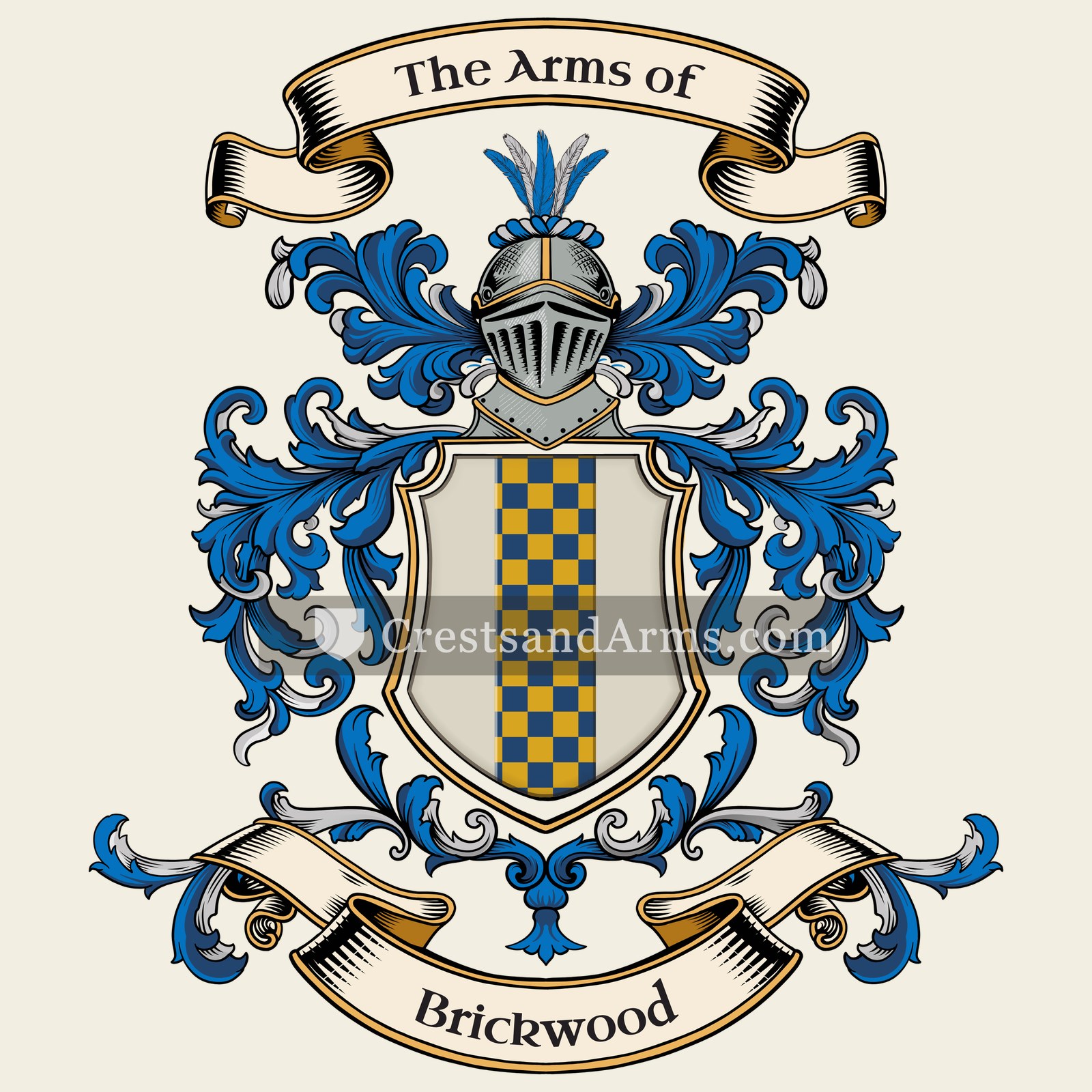 The Brickwood coat of arms, drawn from the recorded blazon